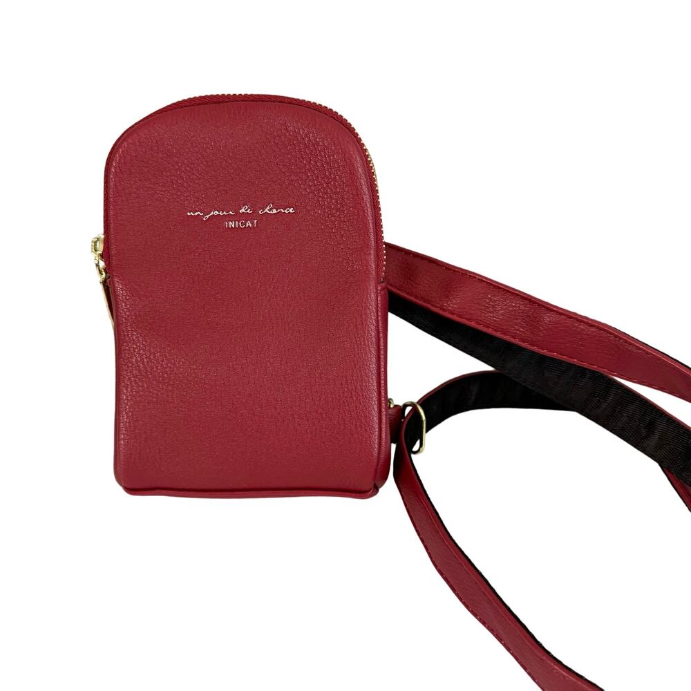 Inicat Un Jour De Chance Crossbody Sling Bag Small Vegan Leather Fanny Packs Red